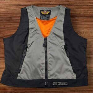 VTGHarley-Davidson Vest Full Zip Sleeveless Biker Motorcycle Riding Gray Black M